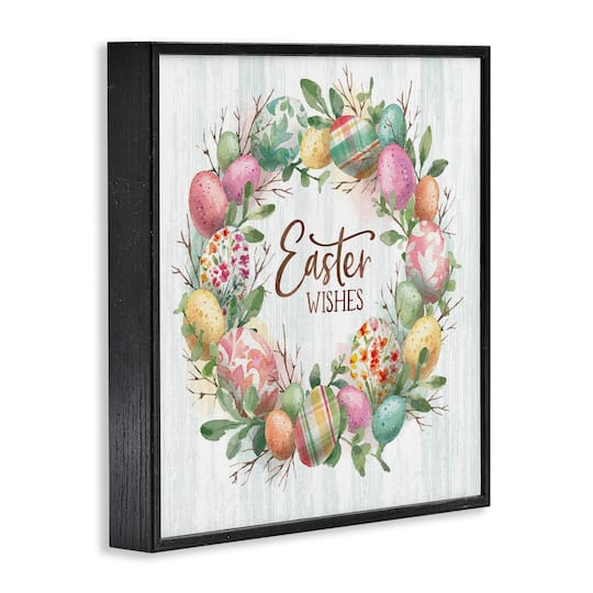 Stupell Industries Easter Wishes Wreath Framed Giclee Art